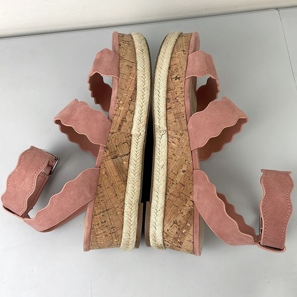 Marc Fisher ‘Fayme’ Suede Ankle Strap Platform Sandals Sz 7.5 Pink Leather - Picture 7 of 9